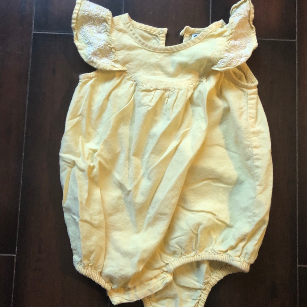 Yellow romper flutter sleeves